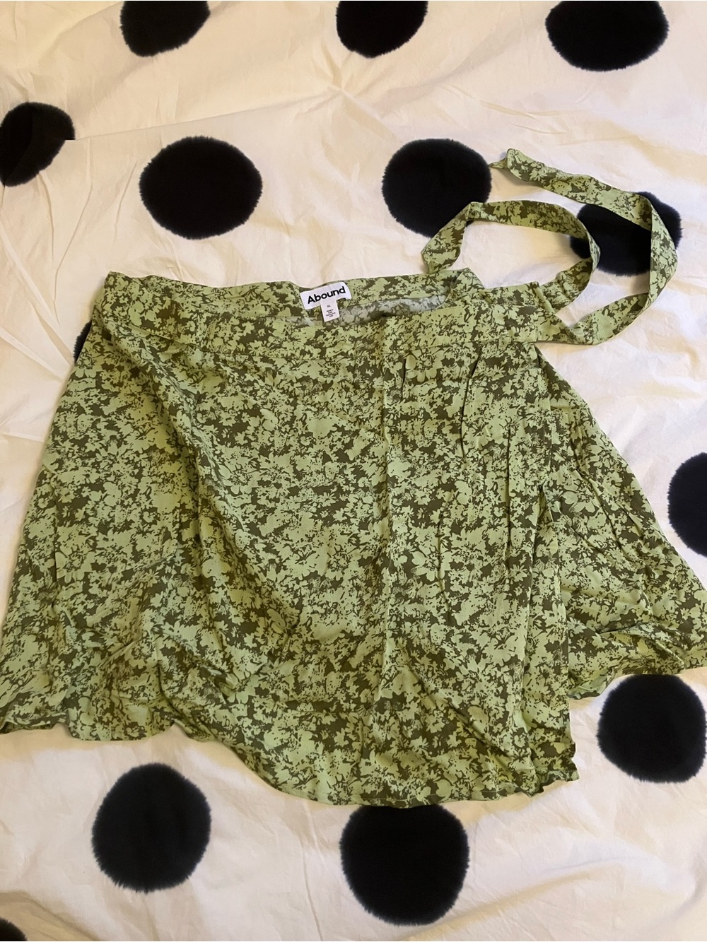 Abound Light Green Floral Tie-Waist Skirt